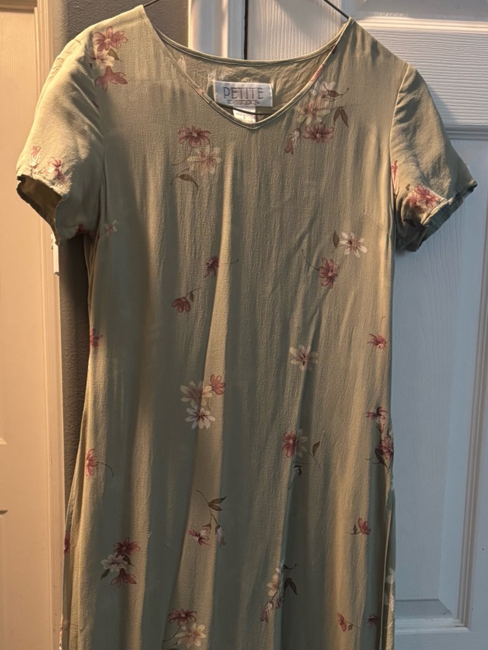 Petite Sophisticate Sage Green Floral Midi Dress